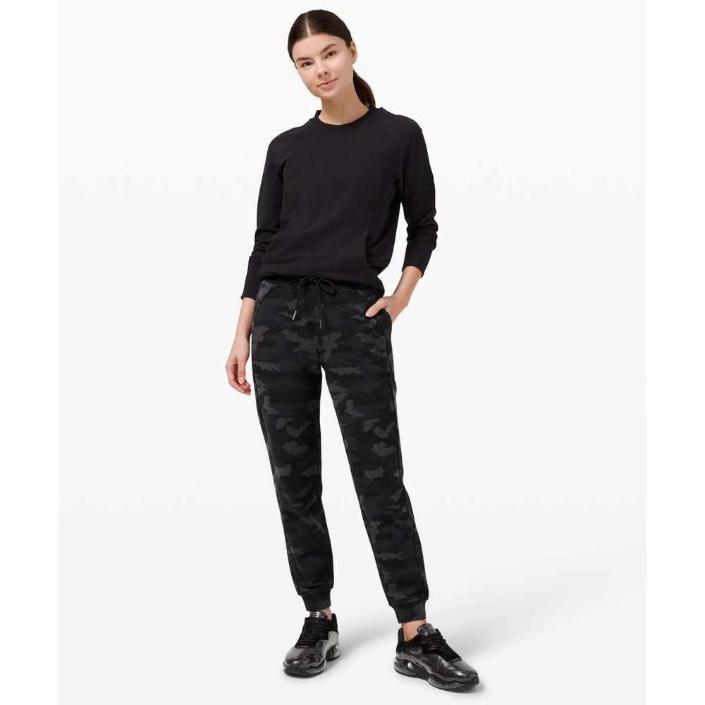 Lululemon Fleece Sweatpants Women's Size 2 Black Gray Camouflage Drawstringā
